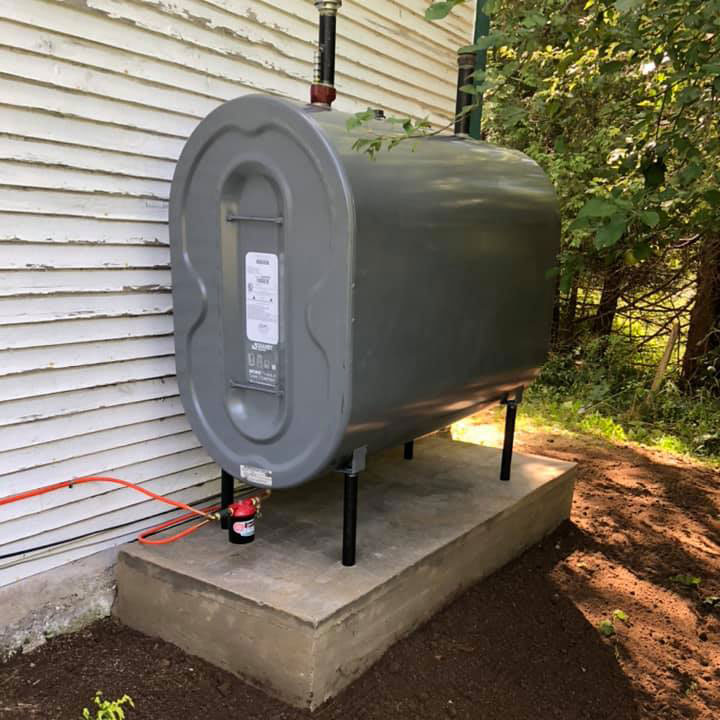New oil fuel tank and cement pad